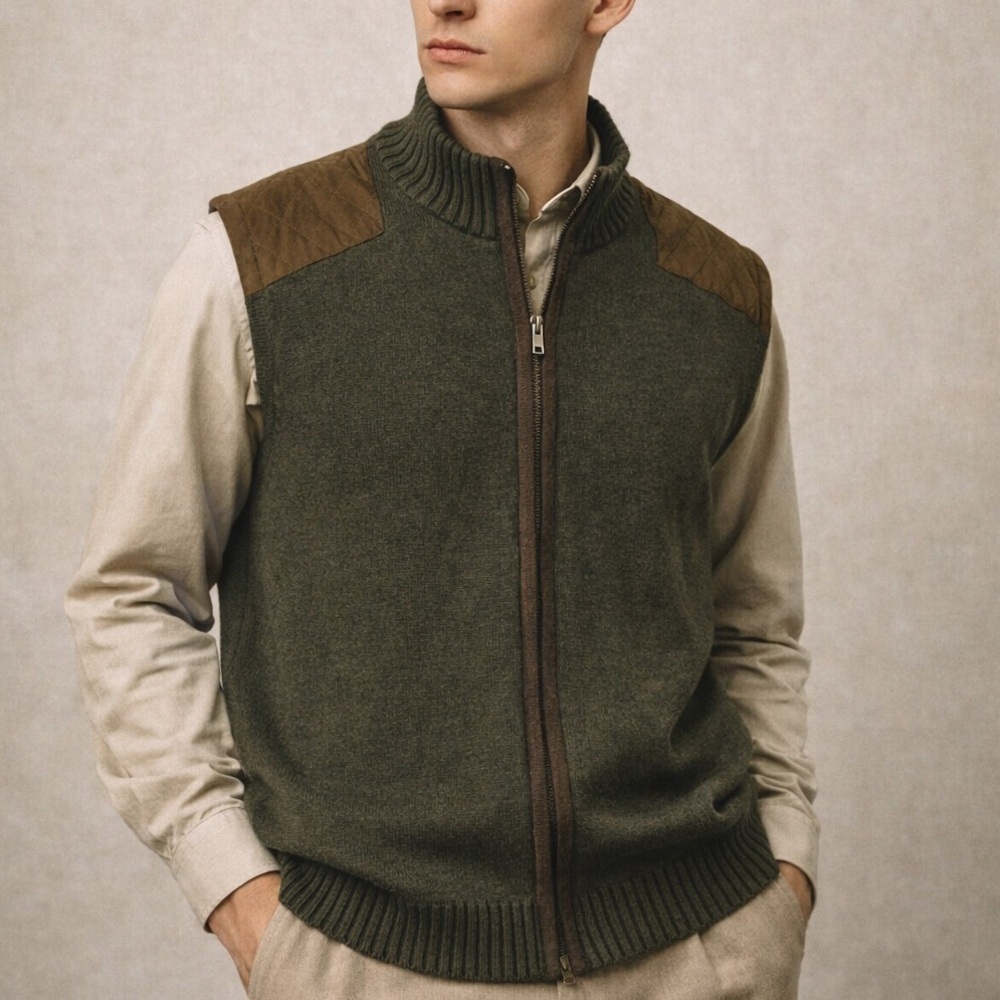 Vintage Alex Cannon Olive Green Zip Sweater Vest – Men’s Size M